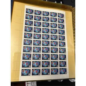 MNH 1991 Scott #2535 Love Heart Stamps 29 Cent Stamp Sheet of 50 Stamps